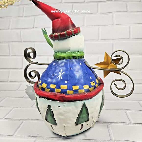 Whimsical Metal Snowman Candle Lantern Holder Holiday Christmas Decor 13” Tall - Picture 7 of 16